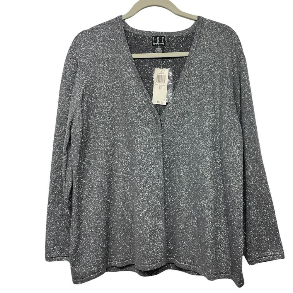 I.N.C International Concepts “Brunello” Two piece sweater set silver shimmer 2X